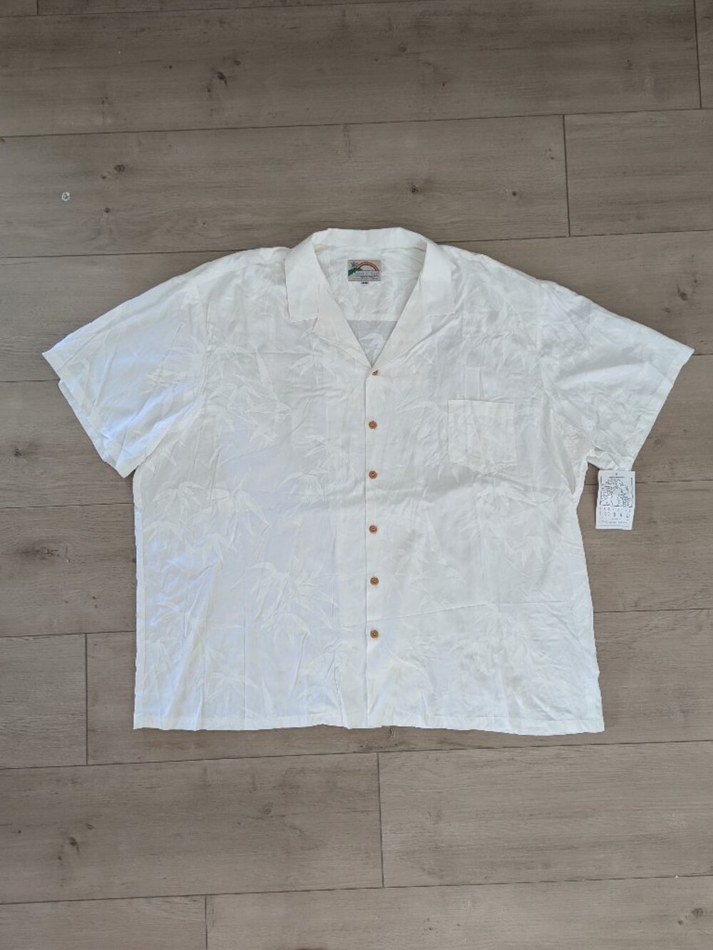 Paradise Found Shirt Hawaiian Aloha Mens 4XL Honolulu White Floral Short Sleeve.